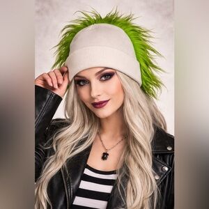 Mad Engine × Beetlejuice Green Hair Beanie – Adult One Size
